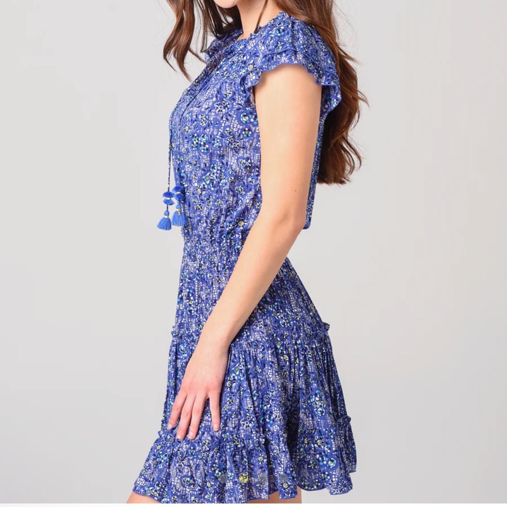 Poupette St. Barth Nava Mini Dress Blue Amarlis NWOT - Picture 4 of 11